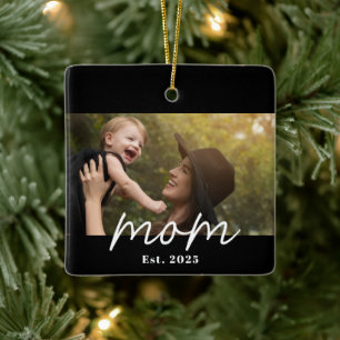 Mama hat Schwarz-Weiß-Script-Foto erstellt Keramikornament