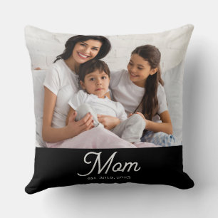 Mama hat Schwarz-Weiß-Script-Foto erstellt Kissen