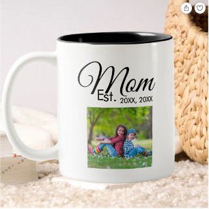 Mama hat schwarzes Skript-Foto-Geschenk etabliert Zweifarbige Tasse