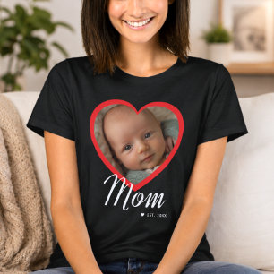 Mama hat Skript Rot Herz Foto Schwarz eingerichtet T-Shirt