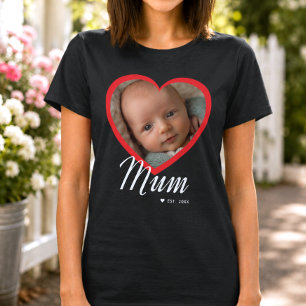 Mama hat Skript Rot Herz Foto Schwarz eingerichtet T-Shirt
