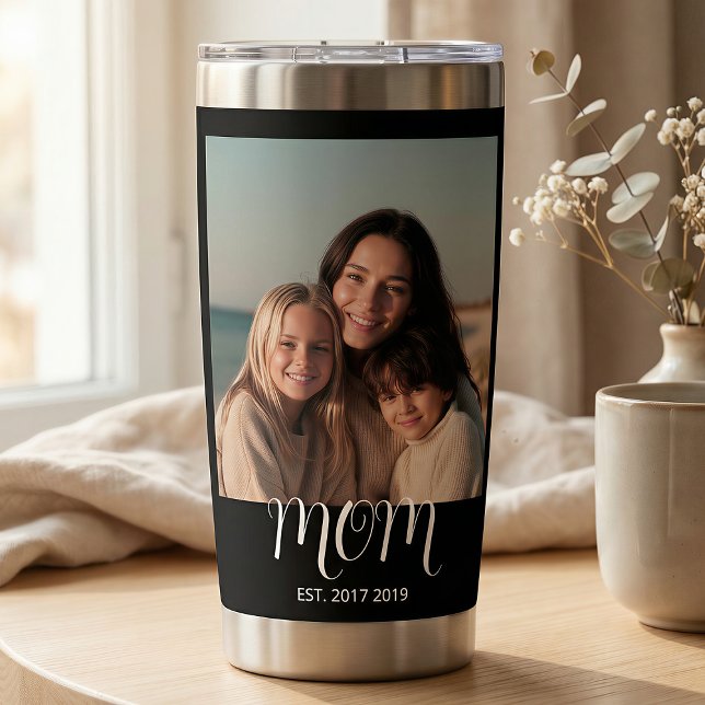 Mama hat Skript Schwarz 2 Foto eingerichtet Thermobecher (Von Creator hochgeladen)