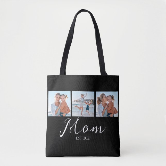 Mama hat Skript Schwarz 3 Foto Tasche (Vorderseite)