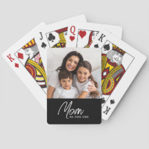 Mama hat Skript Schwarz Foto Poker Karten