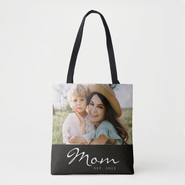Mama hat Skript Schwarz Foto  Tasche (Vorderseite)