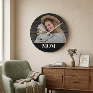 Mama hat Weiße-Typografie-Foto-Geschenk gegründet Runde Wanduhr