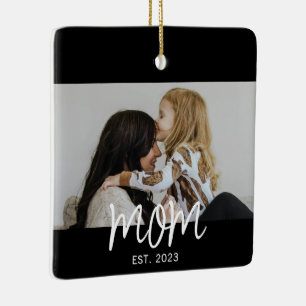 Mama hat weißes Skript-Foto erstellt Keramikornament