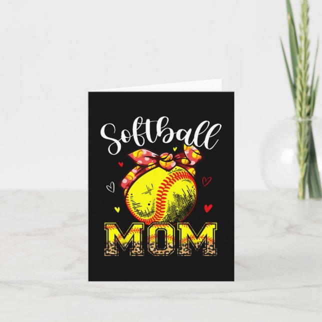 Mama Headband Leopard Softball Ball Mütter Day Mam Karte (Vorderseite)