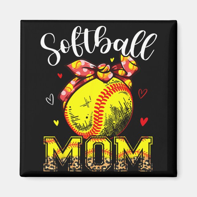 Mama Headband Leopard Softball Ball Mütter Day Mam Magnet (Vorne)