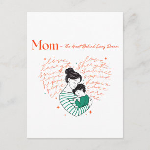 Mama Herz Liebe Typografie Mutterschaft Kunst Postkarte