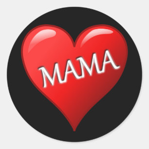 Mama Herz mit schwarzem Hintergrund Runder Aufkleber