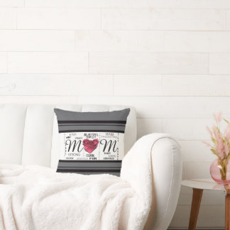 Mama Herz Rose mit freundlichen Worten und Streife Kissen