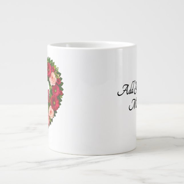 "Mama" Herzgestalterischer Kranz von Blume - Perso Jumbo-Tasse (Vorderseite)