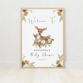 Mama-Hirsche und Baby-Reh-Baby-Dusche Begrüßungsze Poster