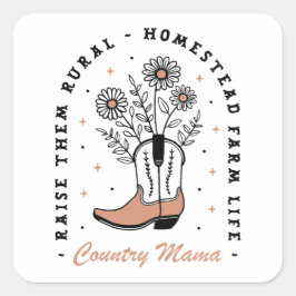 Mama Homemaker-Zitate von Country Mama Quadratischer Aufkleber