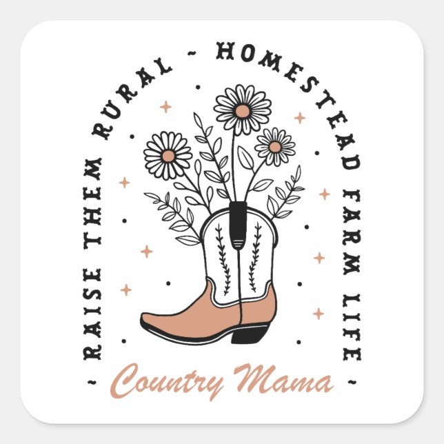 Mama Homemaker-Zitate von Country Mama Quadratischer Aufkleber (Vorderseite)