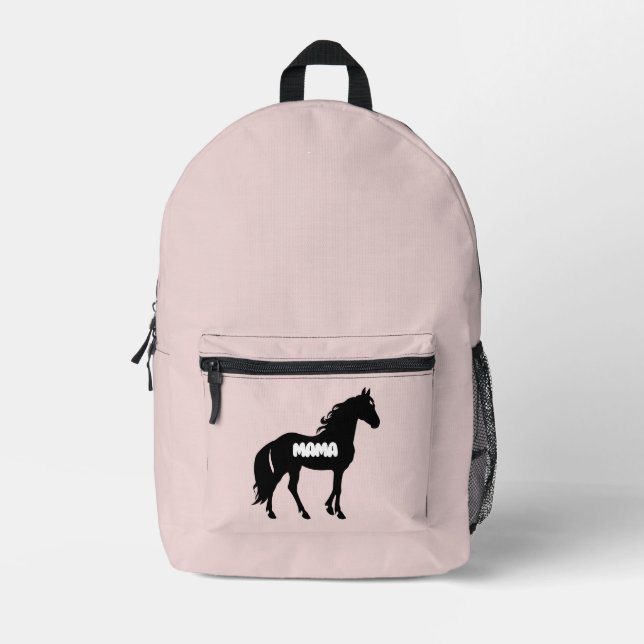 Mama Horse Blush Pink Elegante Moderne Bedruckter Rucksack (Vorderseite)