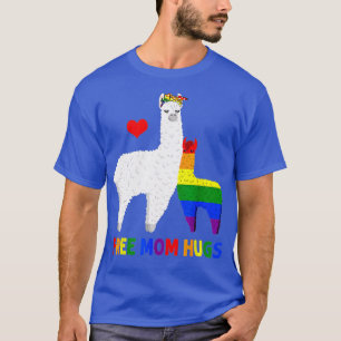 Mama Hugs Rainbow Heart Mama Llama LGBT Pride T-Shirt