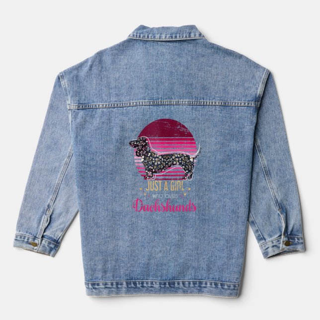 Mama Hunde Haustiere Frauen Dackel Jeansjacke (Rückseite)