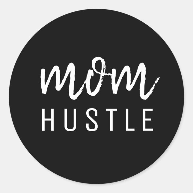 Mama Hustle | Modernes Drehbuch Schwarzer Mutterta Runder Aufkleber (Vorderseite)