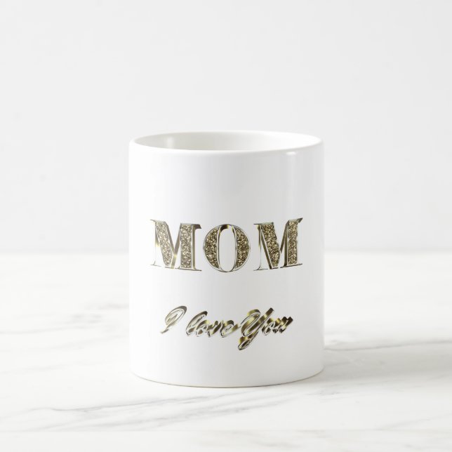 Mama I Liebe Sie Gold Glitzern Typografie Kaffeetasse (Mittel)