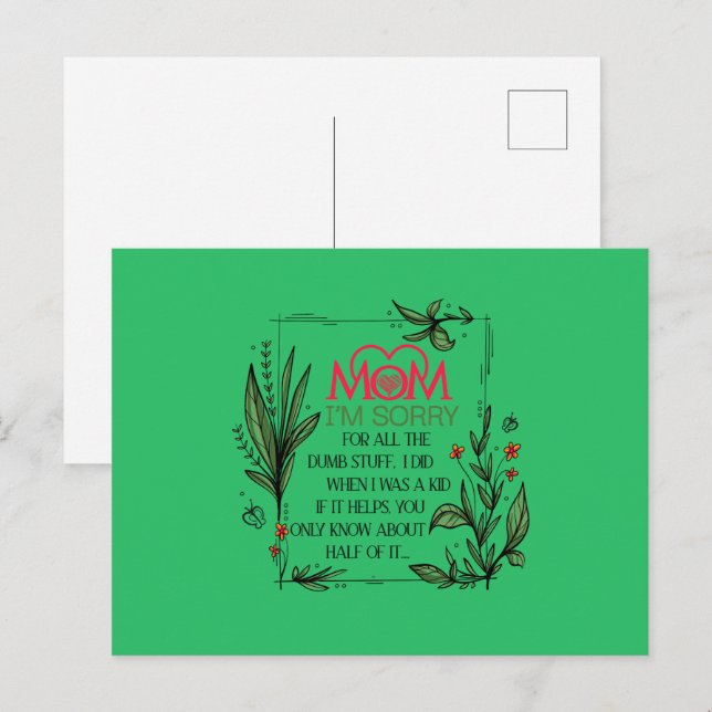 Mama, ich entschuldige mich für all die dummen Sac Postkarte (Vorne/Hinten)