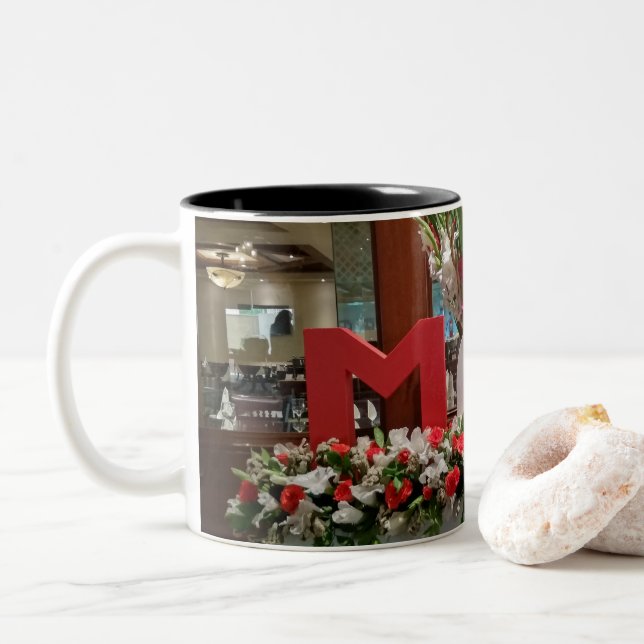 "Mama, ich Liebe du" - ein herzliches Dankeschön a Zweifarbige Tasse (Mit Donut)