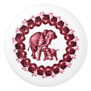 Mama, ich und Rose in Rosa Keramikknauf