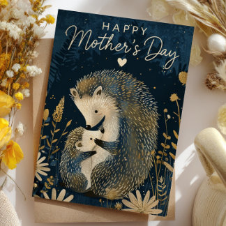 Mama Igel mit ihrem Baby Wald-Muttertag Feiertagskarte