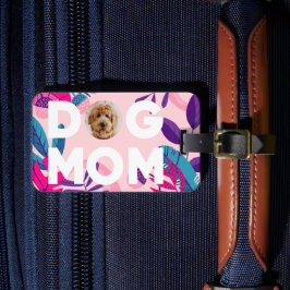 MAMA, Ihr Foto, Rosa Blume & Blätter Gepäckanhänger