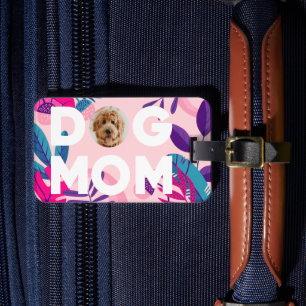 MAMA, Ihr Foto, Rosa Blume & Blätter Gepäckanhänger