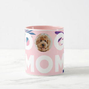 MAMA, Ihr Pup-Foto, Rosa Blume & Blätter Tasse