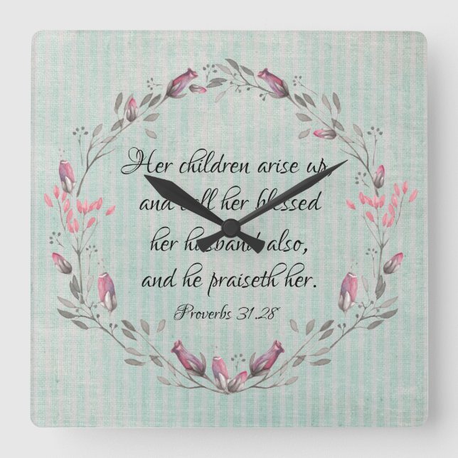 Mama: Ihre Kinder erwachen KJV-Schrift auf Quadratische Wanduhr (Vorderseite)