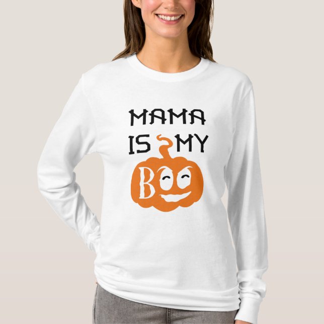 Mama is my Boo, Black and Orange Design T-Shirt (Vorderseite)