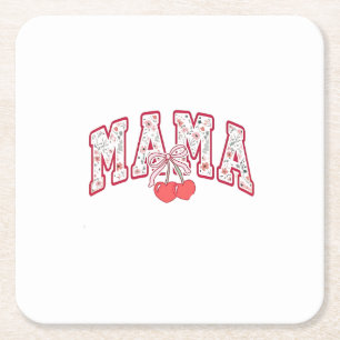 Mama ist 2025 Mothers Day Coquette Schleife Rechteckiger Pappuntersetzer