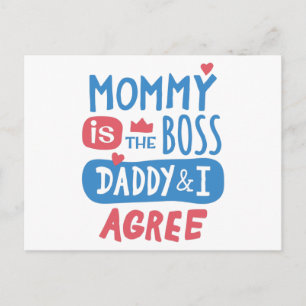 Mama ist der Boss, Daddy und ich sind uns einig Postkarte