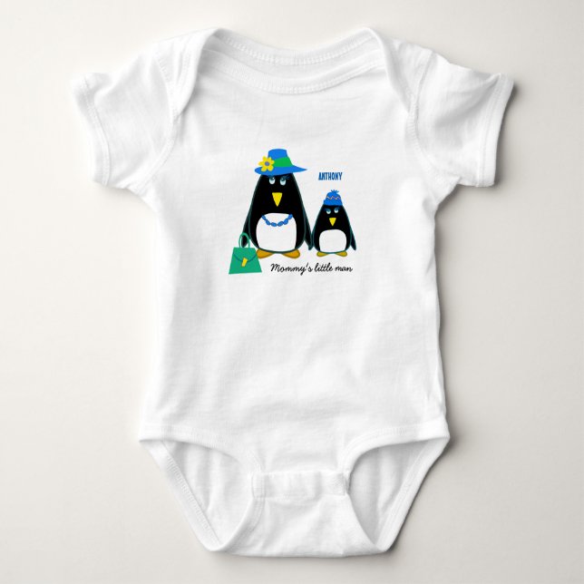 Mama ist ein kleiner Mann. Kleine Penguin Baby Bod Baby Strampler (Vorderseite)