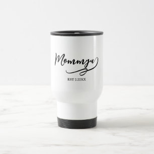 Mama ist elegant schwarz und weiß reisebecher