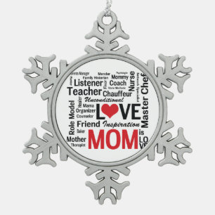 Mama ist Liebe - der Tag der Mutter oder der Schneeflocken Zinn-Ornament