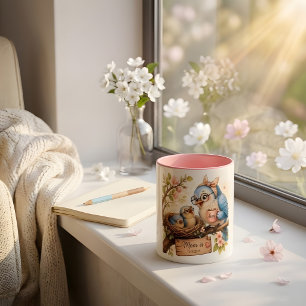 Mama-ist-zu-Hause-Vogel-Tasse Süßes Geschenk für M Zweifarbige Tasse