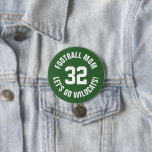 Mama Jersey: Green and White Football Button<br><div class="desc">Freuen Sie sich auf Ihr Lieblings-Sportteam, Ihren Fußballspieler oder zeigen Sie einfach Ihren Schulstolz mit einem personalisierten Spirituosenknopf! Fügen Sie Ihren Schulnamen hinzu oder personalisieren Sie ihn mit einem Spielernamen und Jersey-Nummer. Ideal für Fußball, Basketball, Baseball und Fußball! Erstellen Sie individuelle Buttone für das ganze Team, Cheerleader, Eltern und Geschwister,...</div>