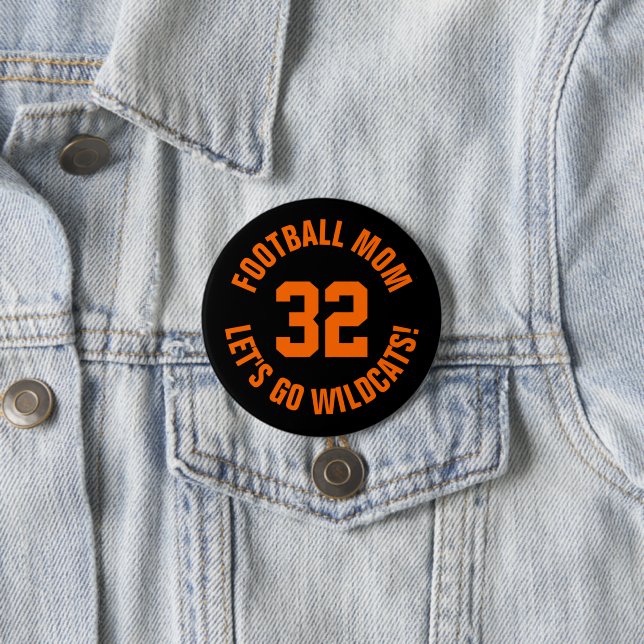 Mama Jersey Nummer der Black and Orange Football Button (Beispiel)