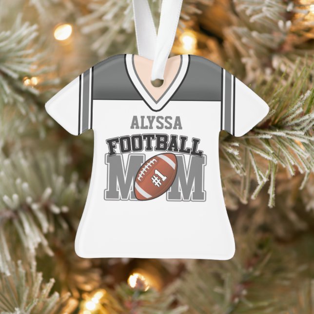 Mama Jersey/Silver/Black Football Ornament (Baum)
