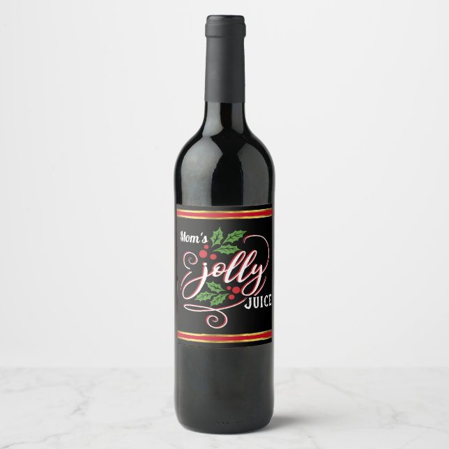 Mama Jolly Juice Christmas Chefin Wein Flasche Weinetikett (Vorderseite)