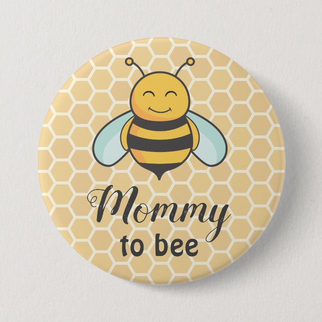 Mama Junge Mutter Mother Bee Neutral Baby Shower Button (Vorderseite)