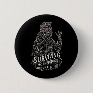 Mama Kaffee Lustiger Spruch Mama Skelett Mama Mutt Button