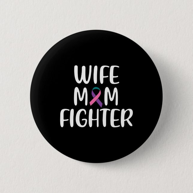 Mama Kämpfen Schilddrüsenkrebs Bewusstsein Button (Vorderseite)