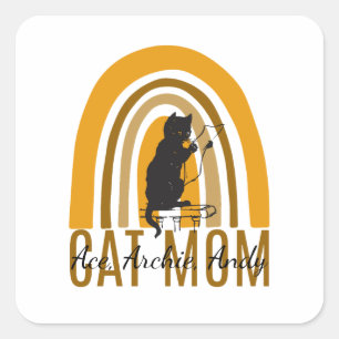 Mama-Katzenmutter-Namen personalisieren Quadratischer Aufkleber