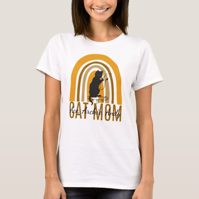 Mama-Katzenmutter-Namen personalisieren T-Shirt (Vorderseite)