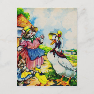 Mama Kitty Cat und Baby Kitty besuchen Enten aus d Postkarte